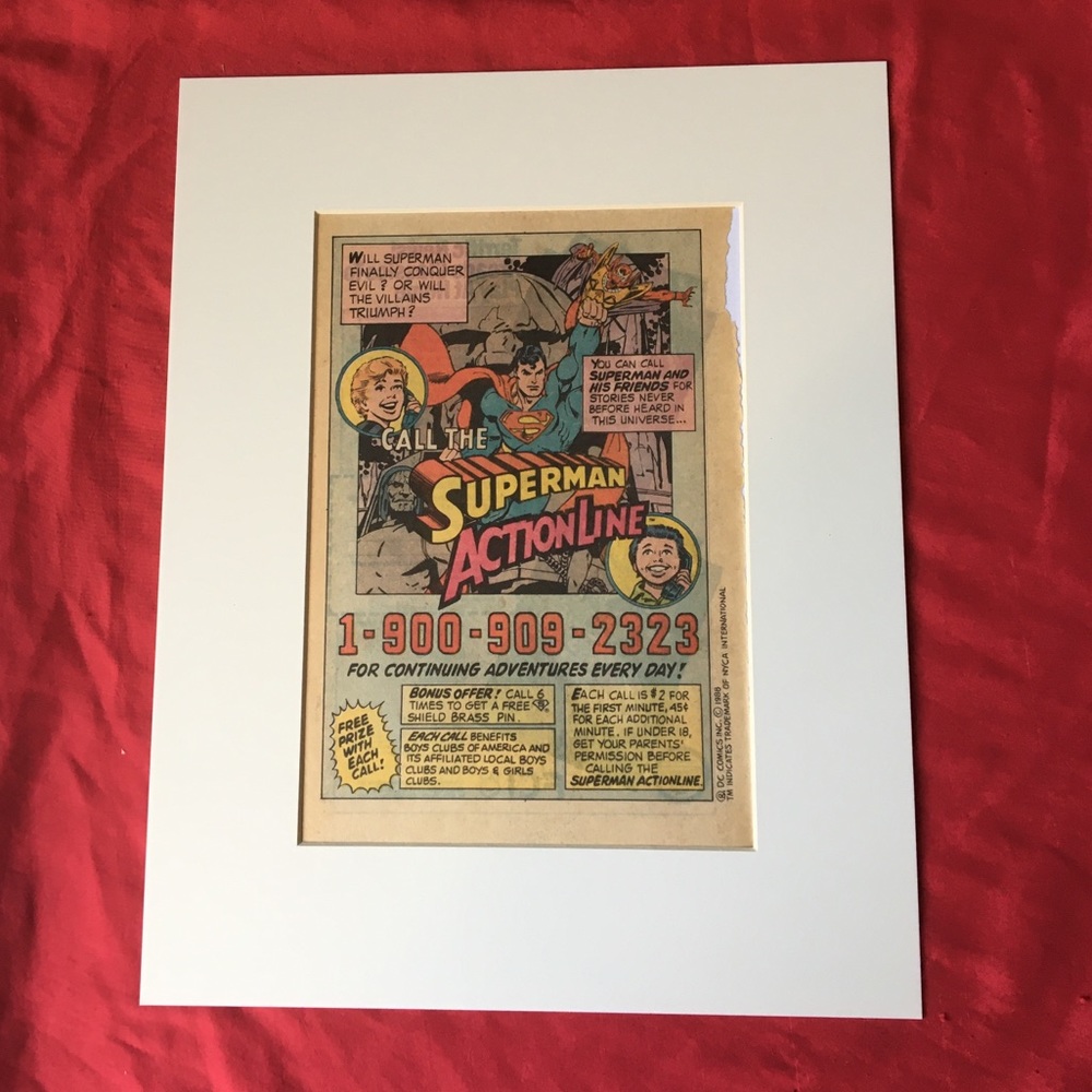 Superman action hotline Art matted DC comics